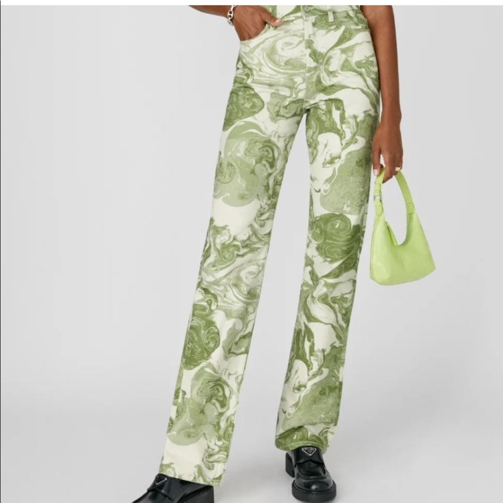 Reformation Tie Dye Jeans Green Avocado Swirl